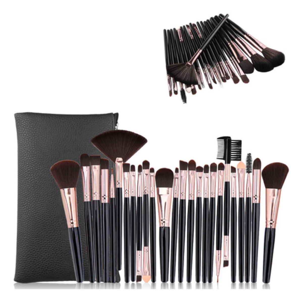 Kit De Brochas De Maquillaje Profesional, 25 Piezas Negro