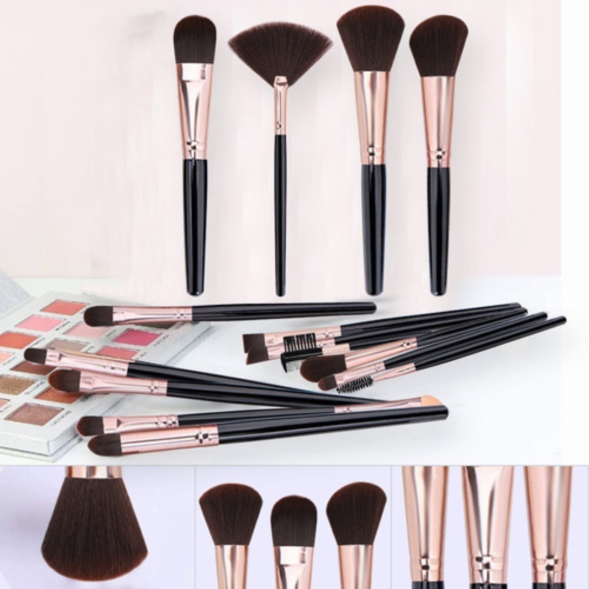 Kit De Brochas De Maquillaje Profesional, 25 Piezas Negro