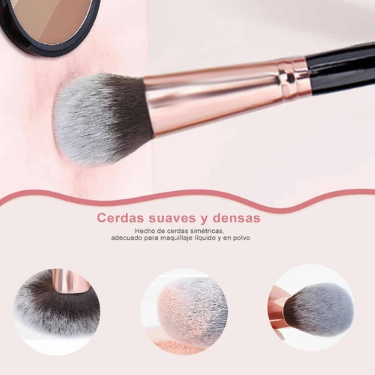 Kit De Brochas De Maquillaje Profesional, 25 Piezas Negro