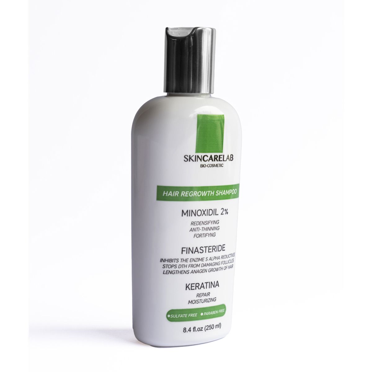 Shampoo Estimulante y Anticaida con Minoxidil al 2% Finasteride 1% y Keratina..