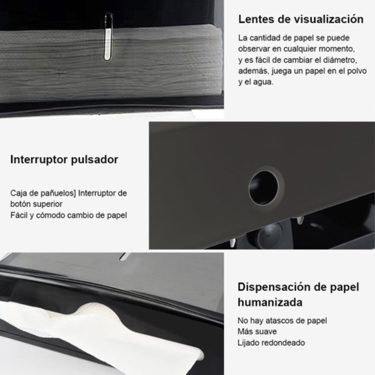 Dispensador De Papel Toallas Sanitarias Para Cocina Y Baños Negro