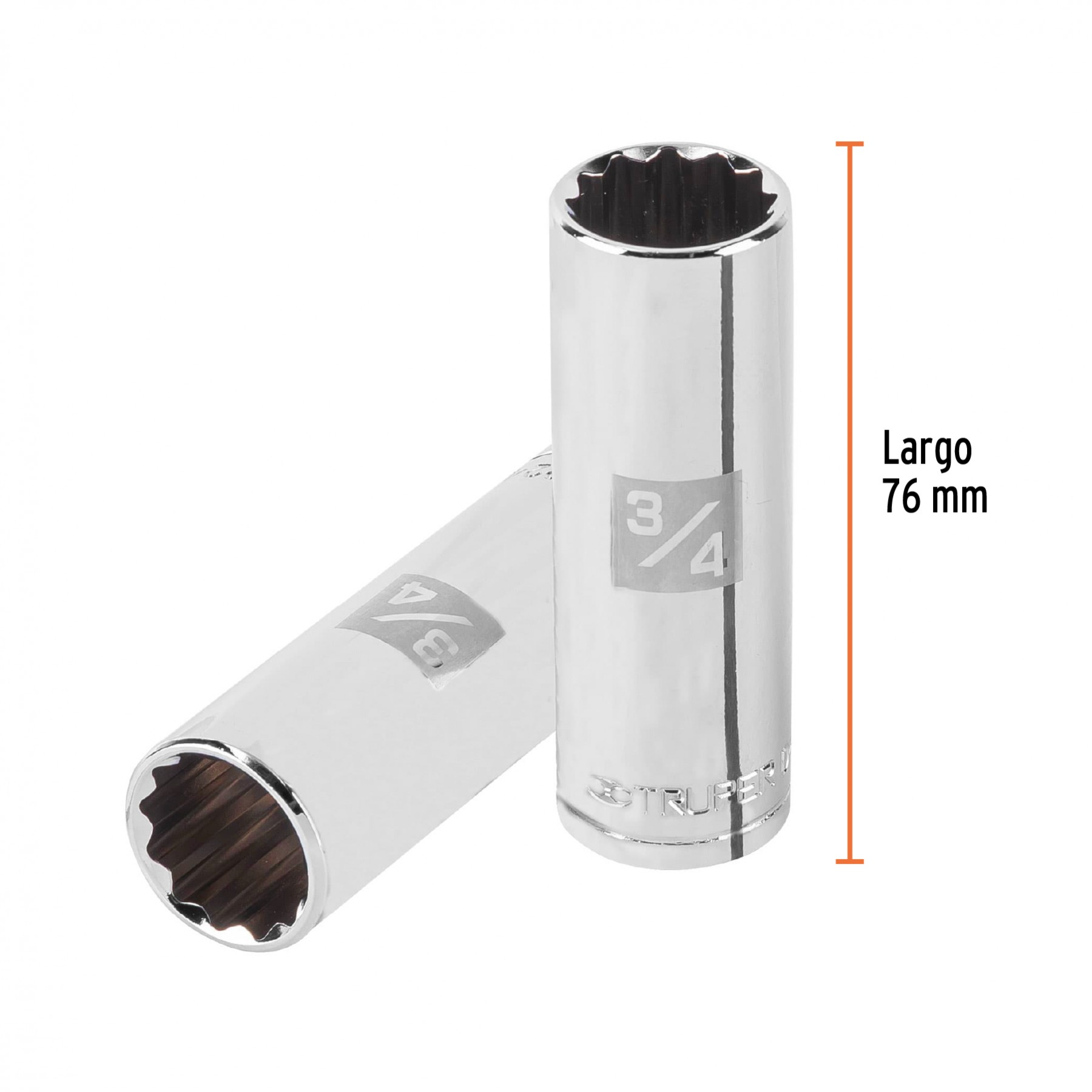 DADO LARGO DE 3/4", 12 PUNTAS, CUADRO 1/2", TRUPER 13364