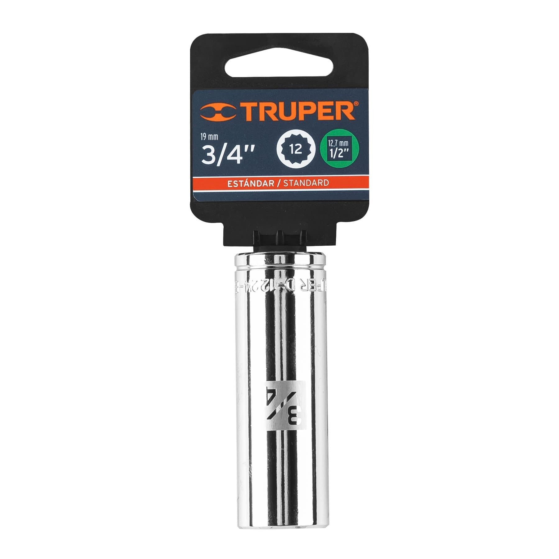 DADO LARGO DE 3/4", 12 PUNTAS, CUADRO 1/2", TRUPER 13364