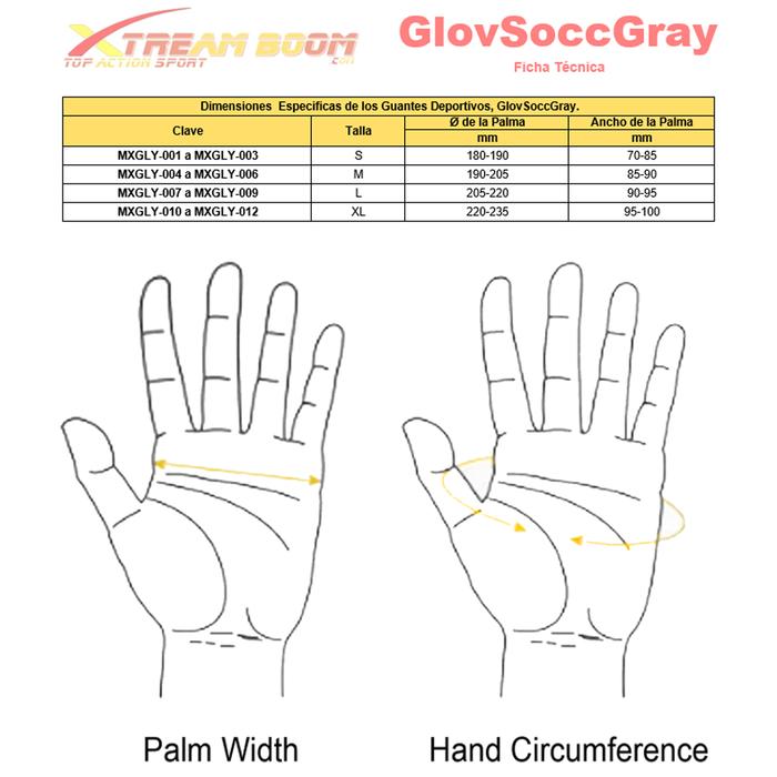 Guantes para Escalar MXGLY-007-1 1Par M NegroGris MicroFibra, GlovSoccGray