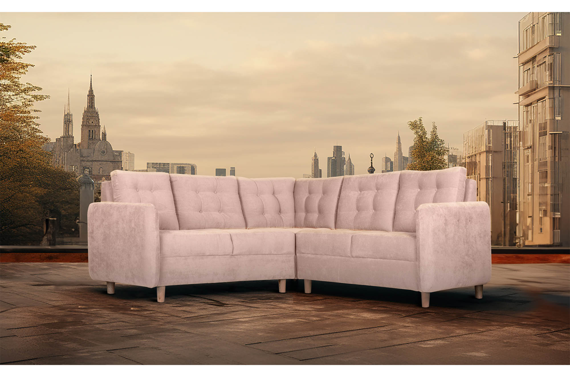 Sala Esquinera Makora Astori Palo de Rosa 3 Piezas