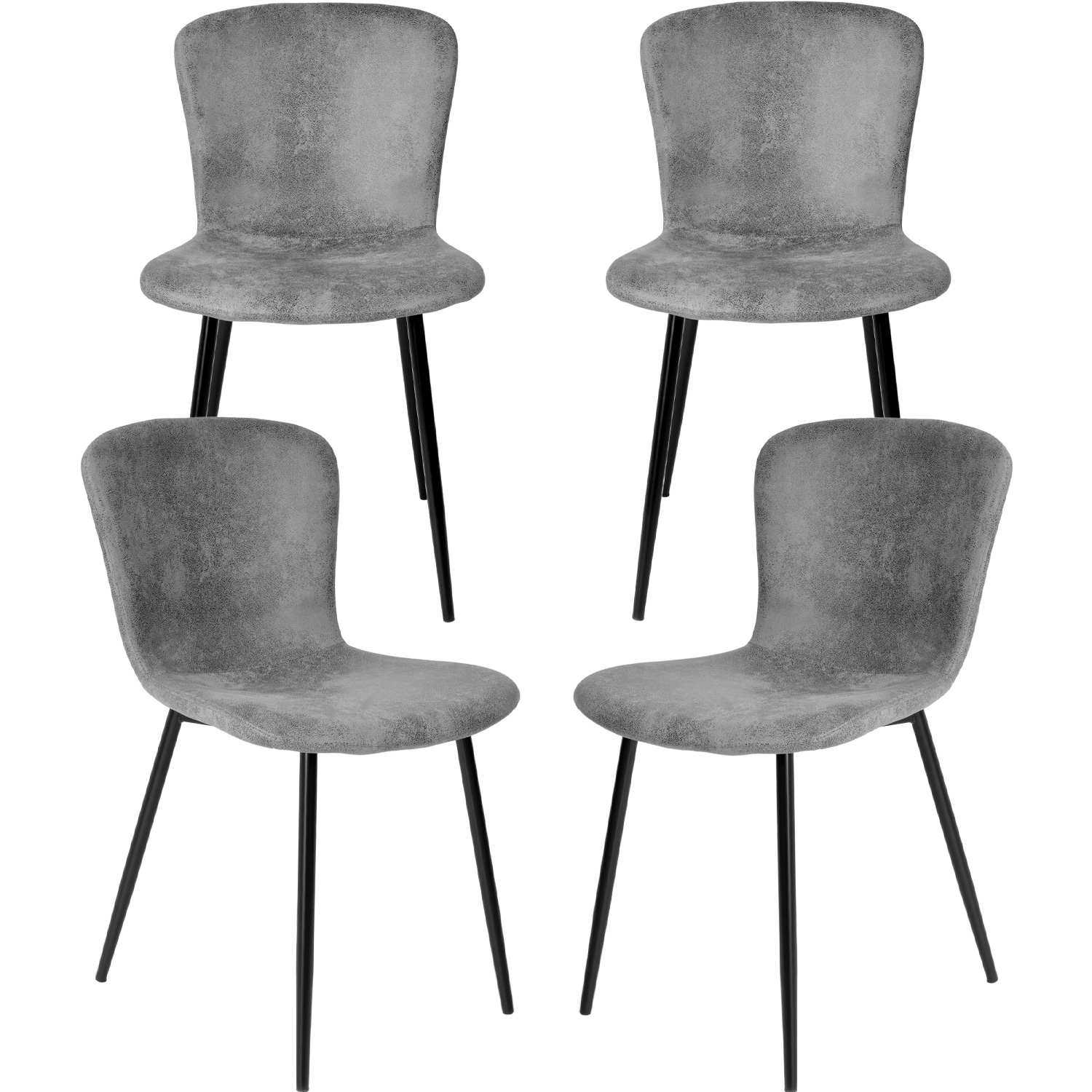 Set 4 Sillas Juego Comedor Cocina Suede Gamuza Gris