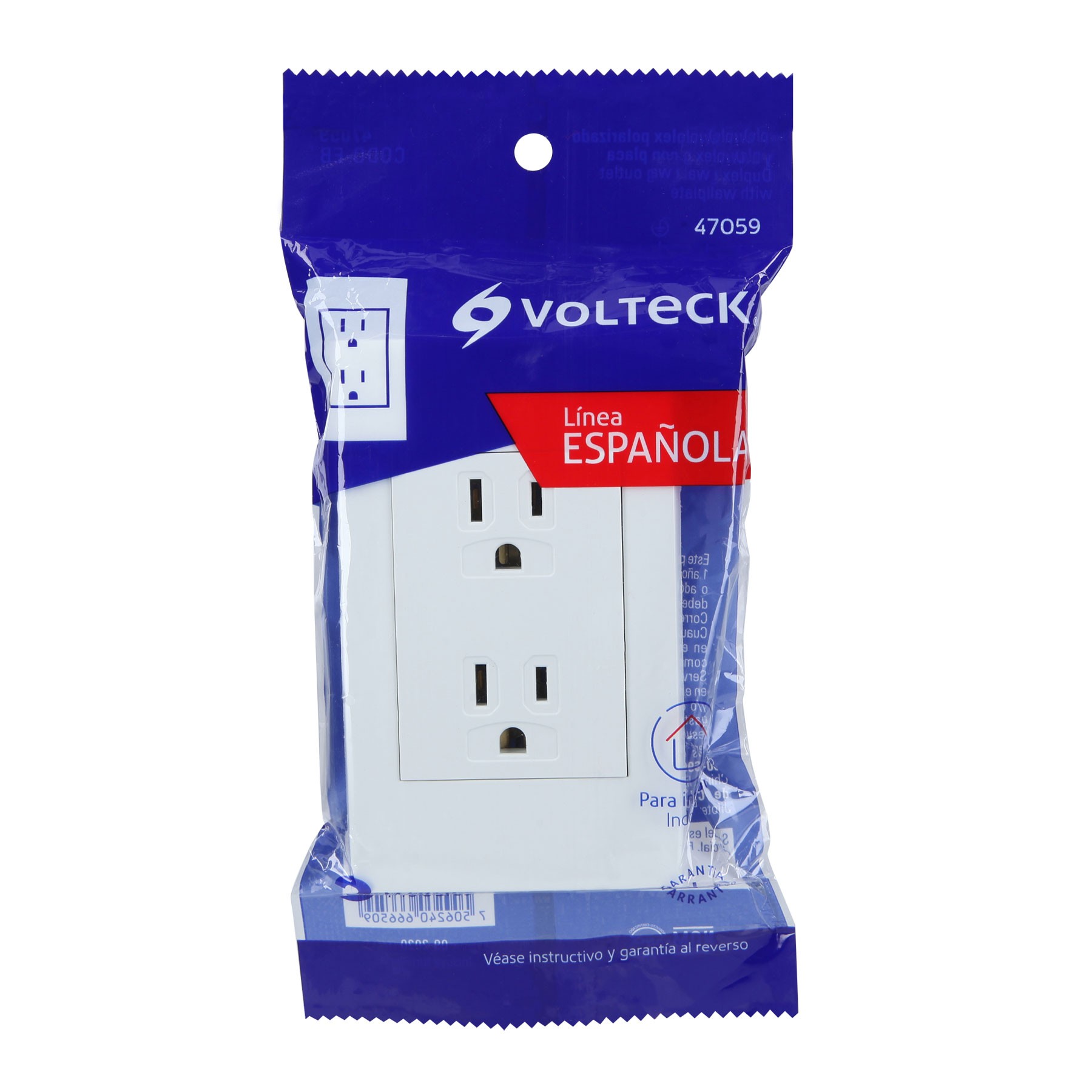 PLACA ARMADA CONTACTO DÚPLEX, 3 MÓDULOS, ESPAÑOLA, BLANCO VOLTECK 47059