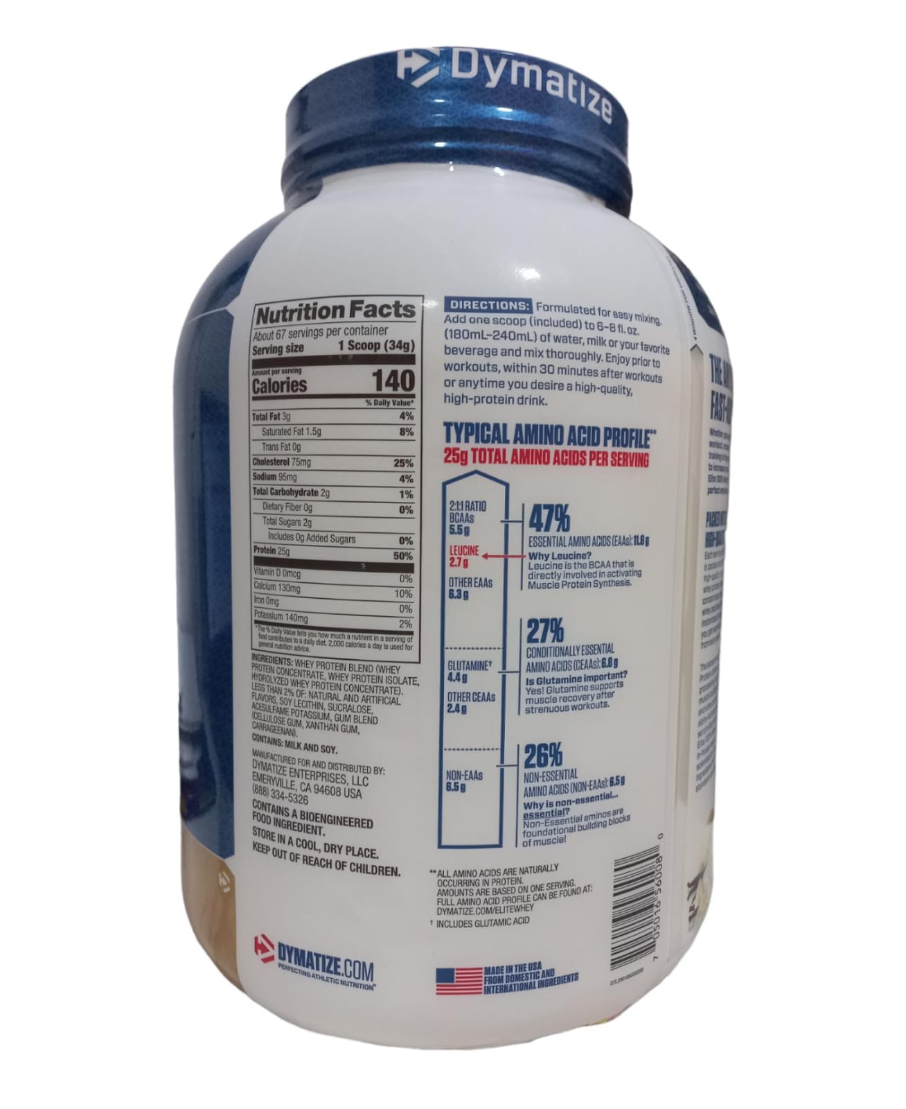 Proteina Elite Whey Dymatize 5lb 2.3 67 serv.