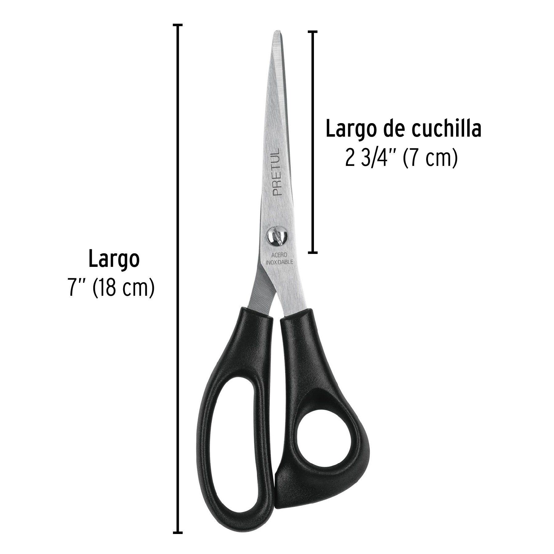 TIJERA 7" DE ACERO INOXIDABLE PARA CASA Y OFICINA, PRETUL 23186