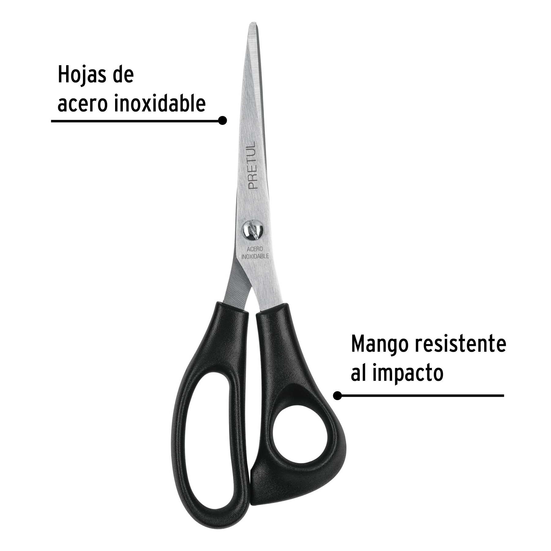 TIJERA 7" DE ACERO INOXIDABLE PARA CASA Y OFICINA, PRETUL 23186