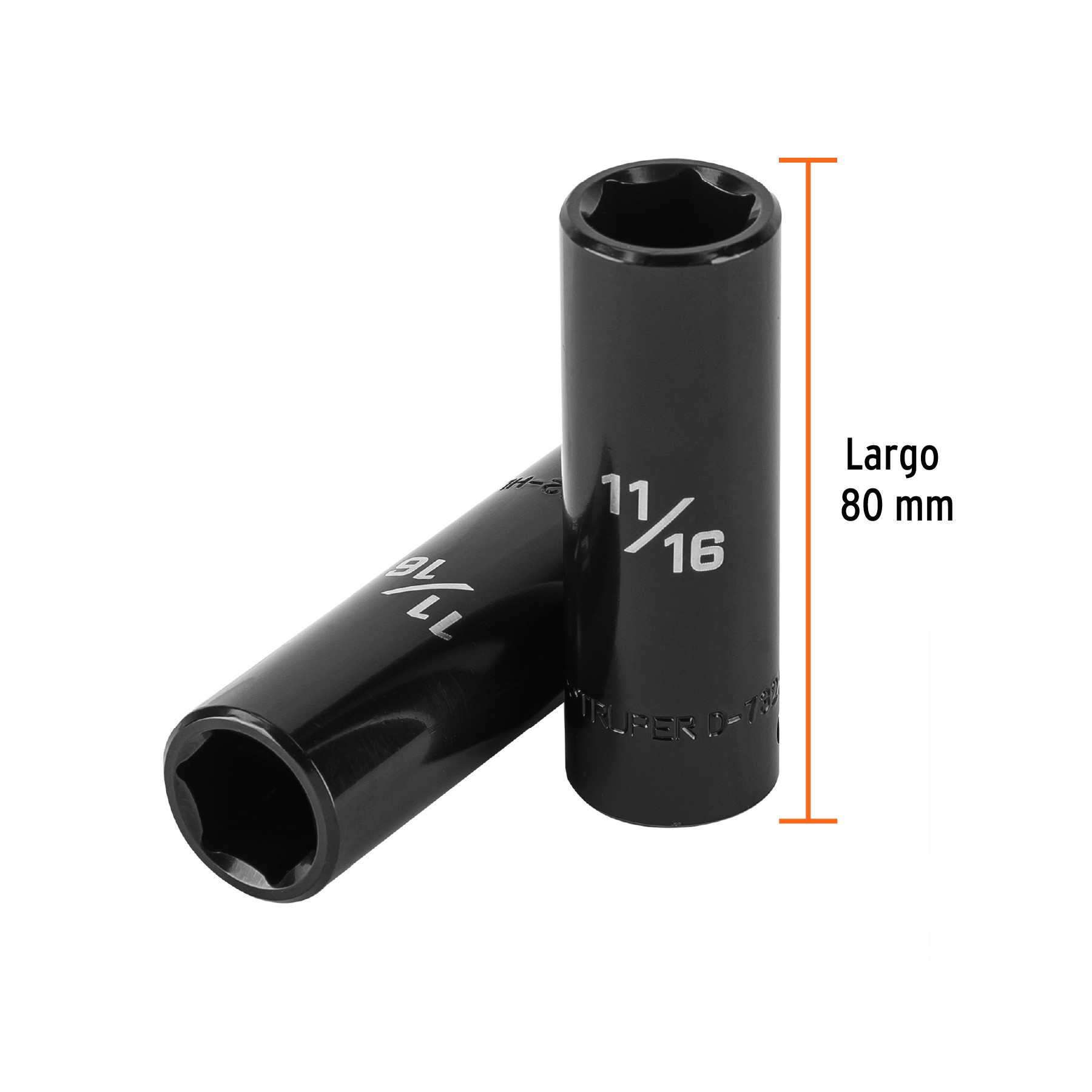 DADO LARGO IMPACTO DE 11/16", 6 PUNTAS, CUADRO 1/2", TRUPER 13391