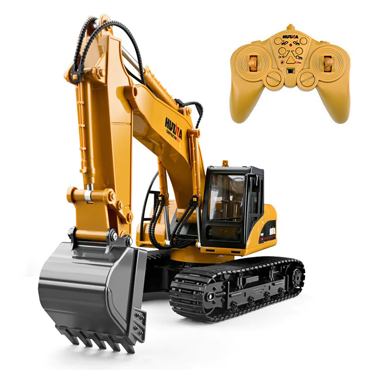 Excavadora a control remoto RC Huina 1535 Metal 1:14 15 canales 2.4Ghz professional excavator Rc de construcción Retroexcavadora RC Excavadora RC de juguete