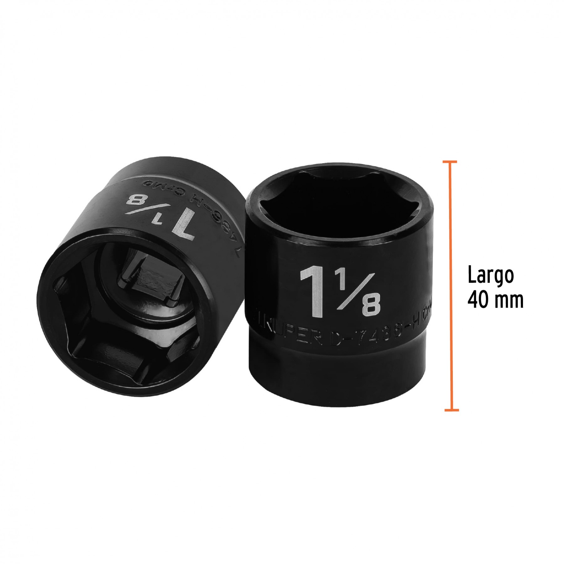 DADO DE IMPACTO DE 1-1/8", 6 PUNTAS, CUADRO 1/2", TRUPER 13398