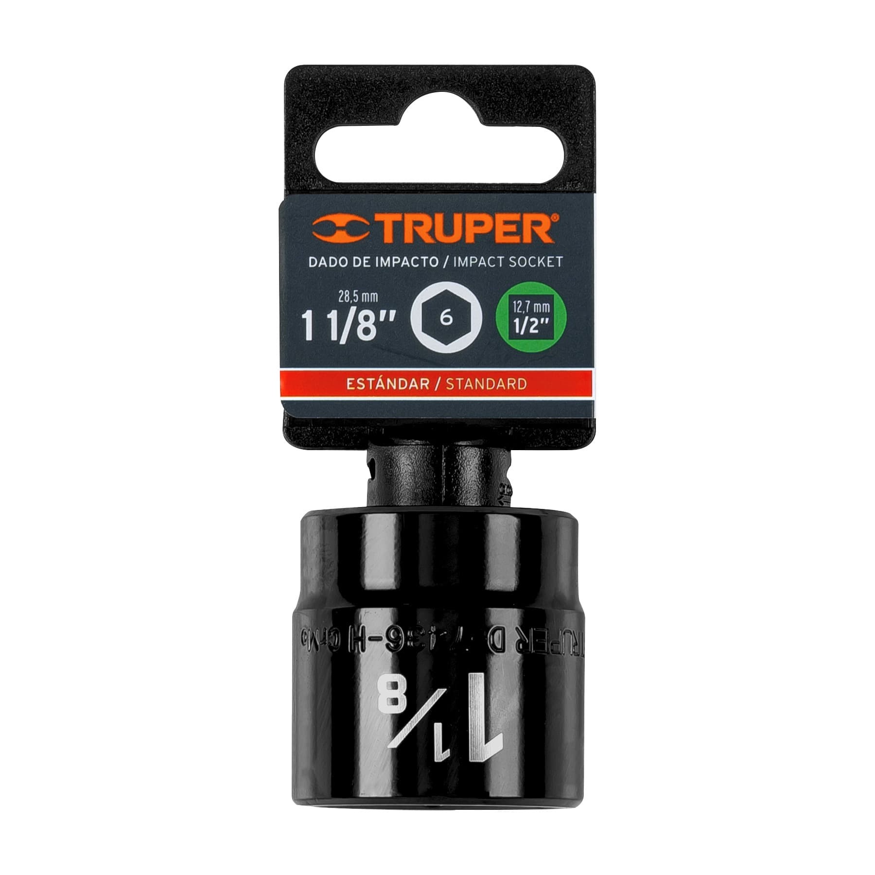 DADO DE IMPACTO DE 1-1/8", 6 PUNTAS, CUADRO 1/2", TRUPER 13398