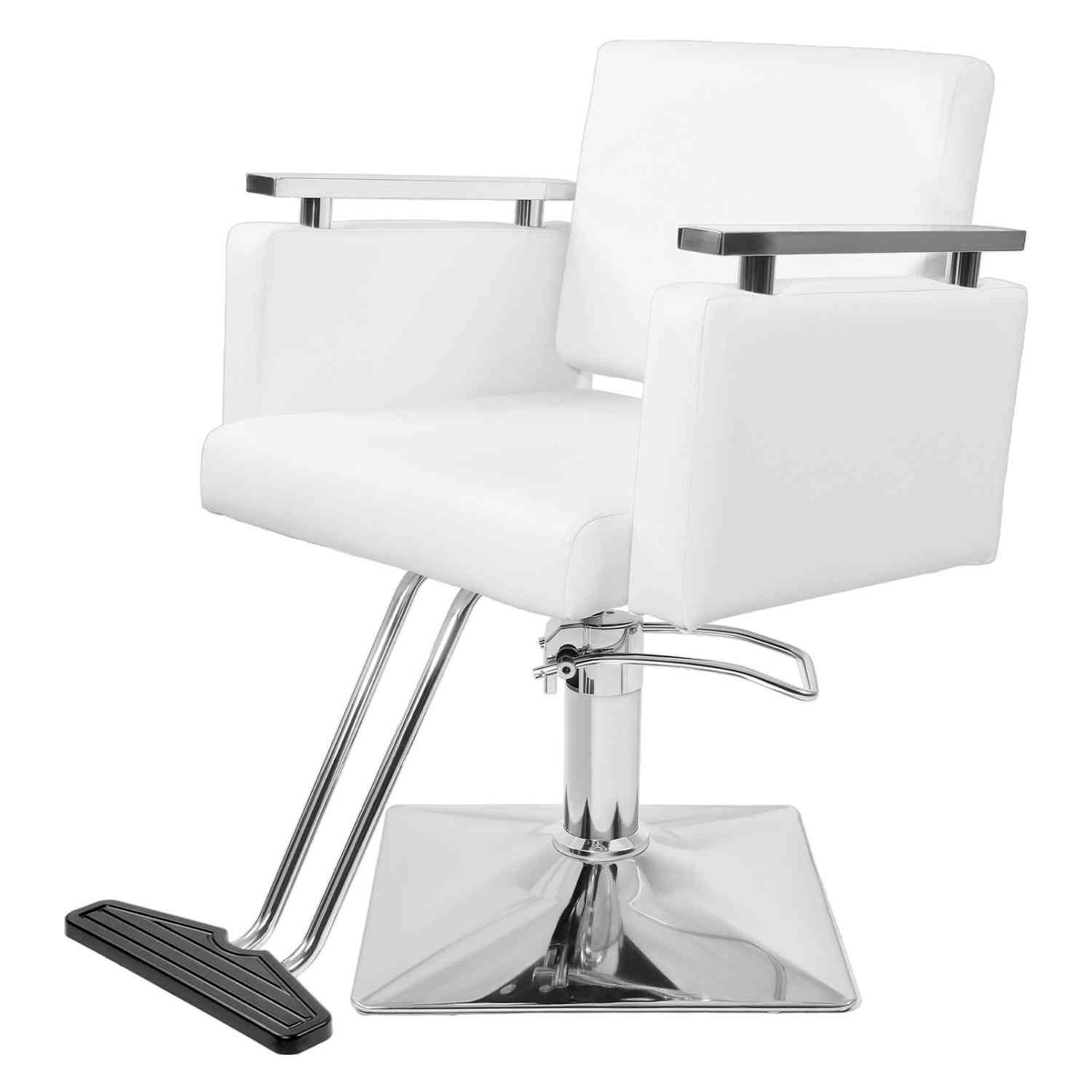 Sillon Silla Barberia Estetica Cuadrada 360 Moderna Blanca