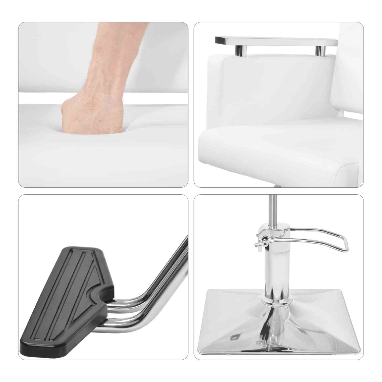 Sillon Silla Barberia Estetica Cuadrada 360 Moderna Blanca