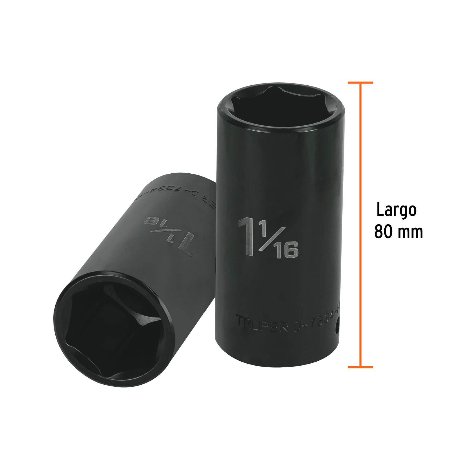 DADO LARGO IMPACTO DE 1-1/16", 6 PUNTAS, CUADRO 1/2",TRUPER 13400