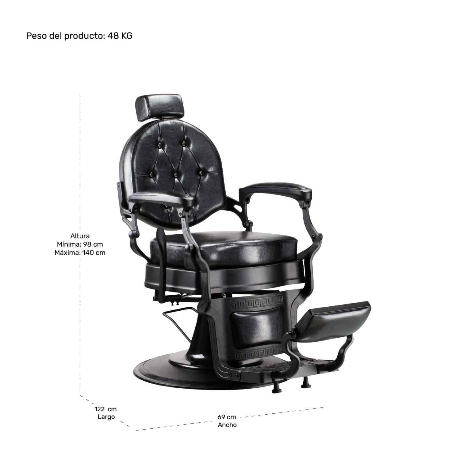 Sillon Gotico Premium Barberia Lujo Robusto Peluqueria Class Negro