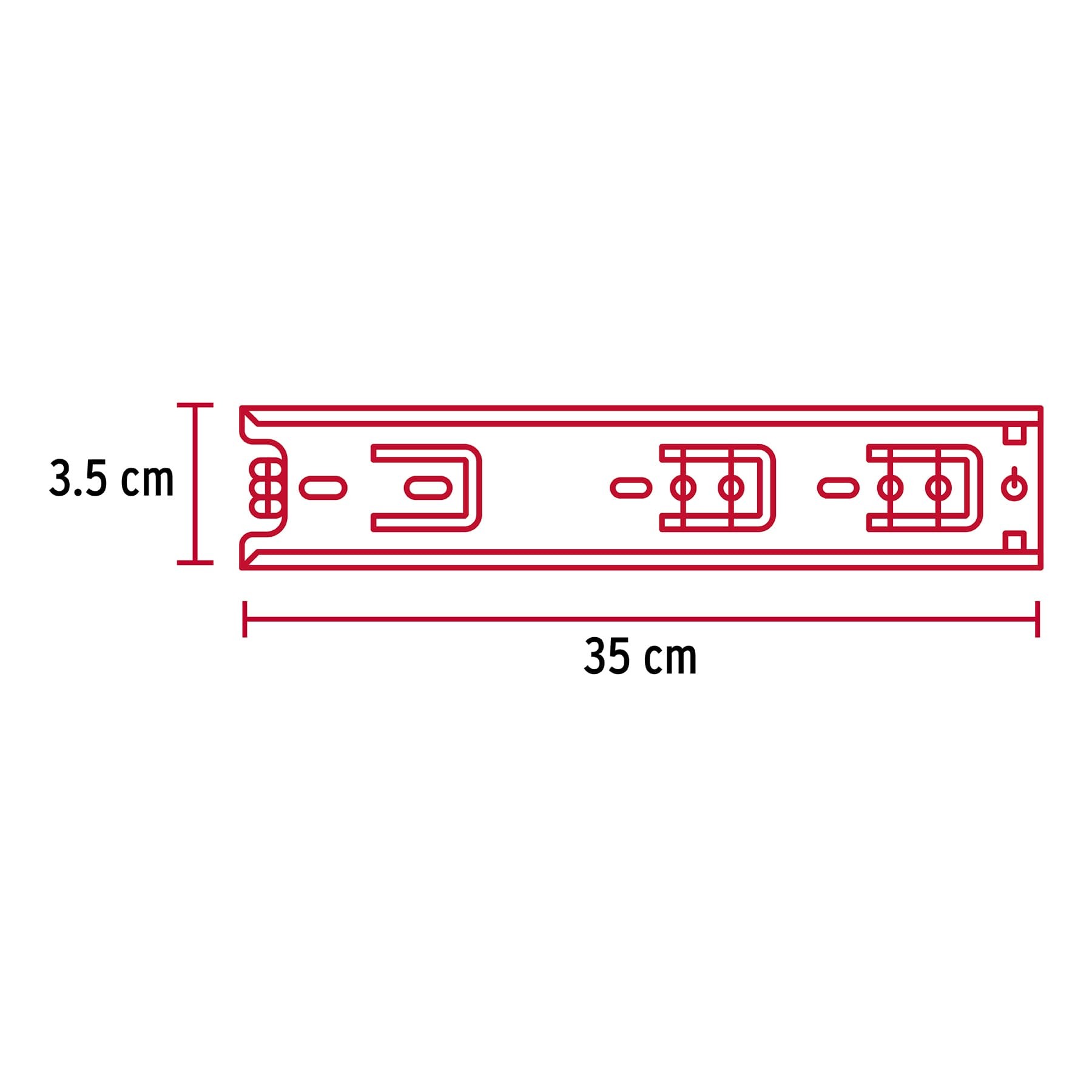 BOLSA CON 2 CORREDERAS EXTENSIÓN 35 CM P/CAJÓN, ANCHO 3.5 CM HERMEX 43285