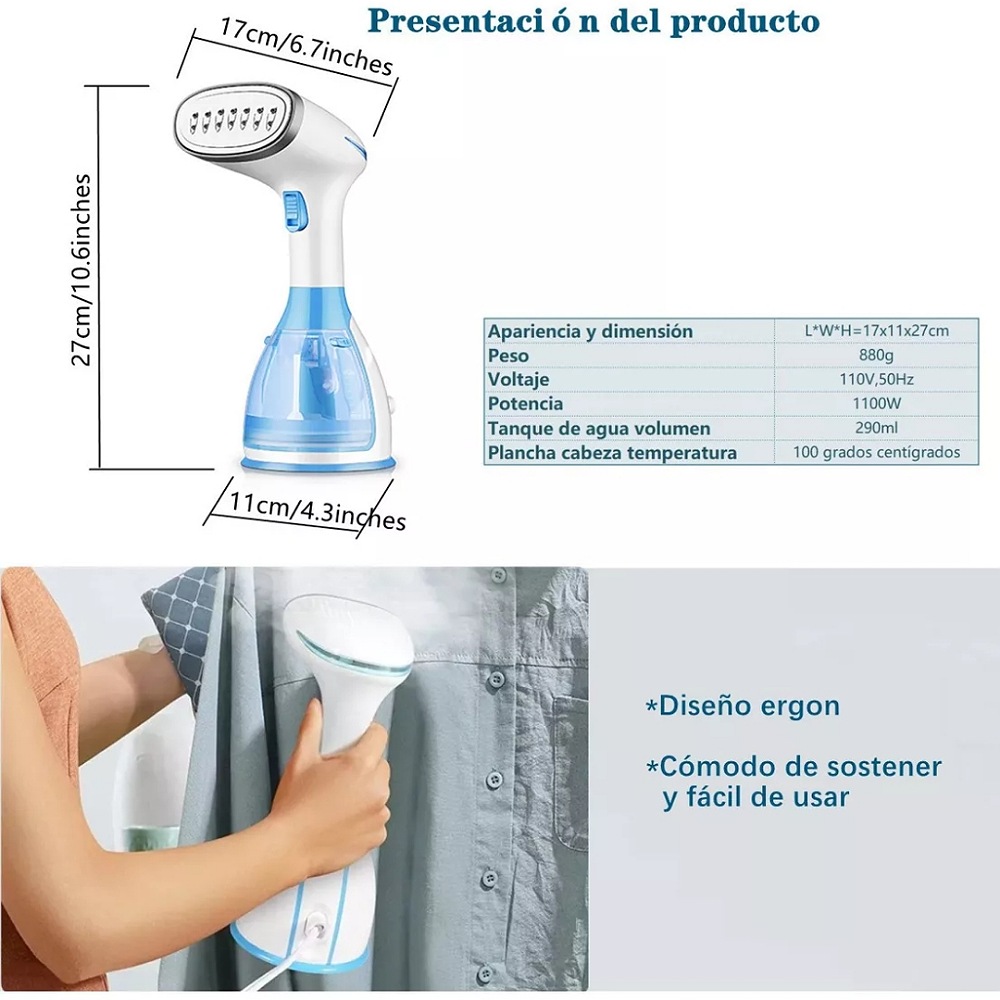 Plancha De Vapor Vertical Y Portátil Para Ropa De 1500w