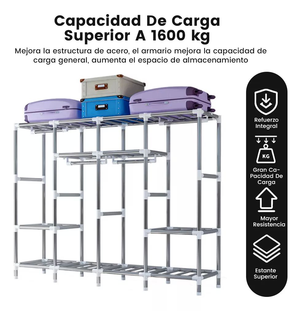 Closet Organizador Rack Ropero 170cm Armable Ropa Armario