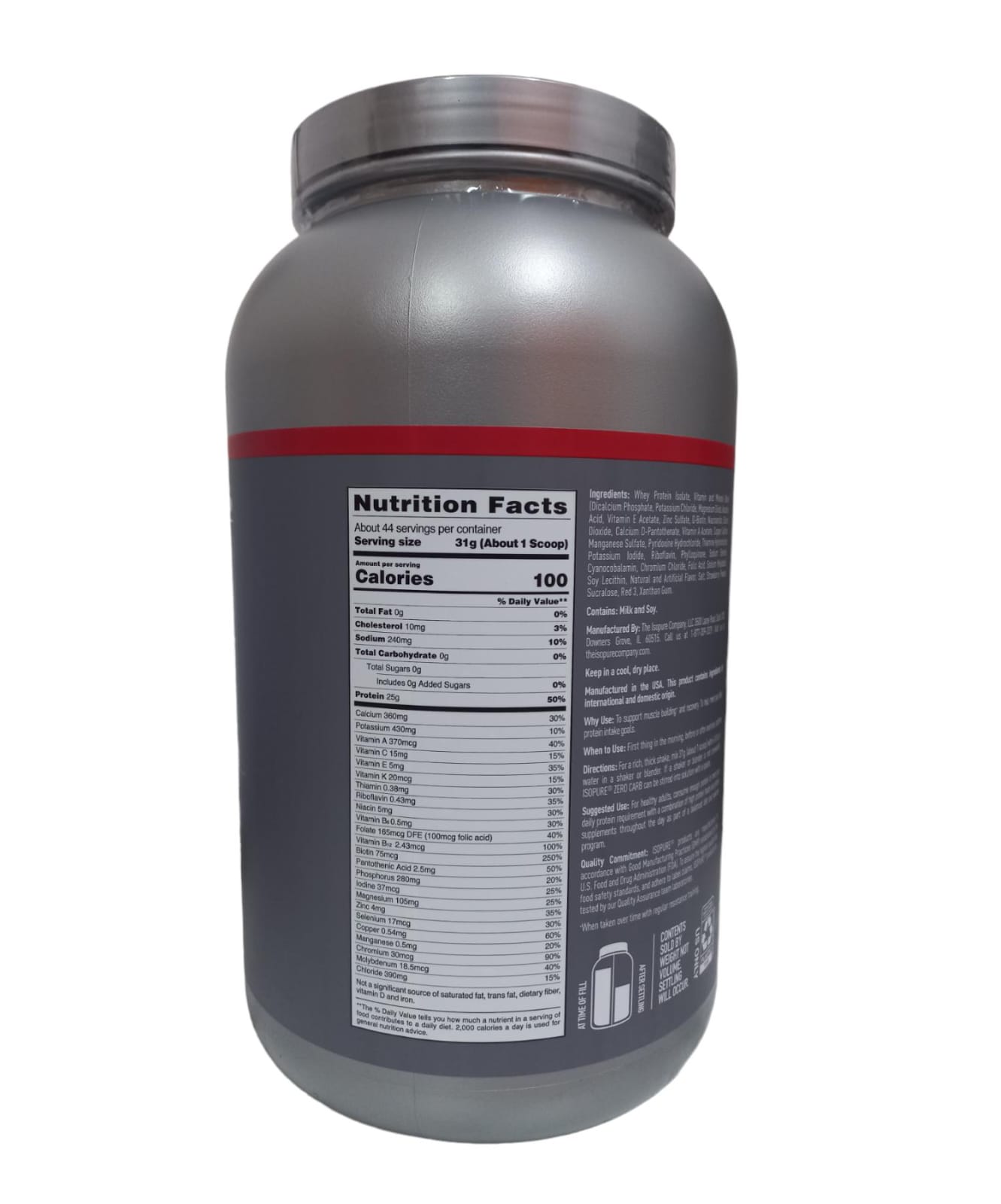 Isopure zero carb protein 3lb fresa 44 serv