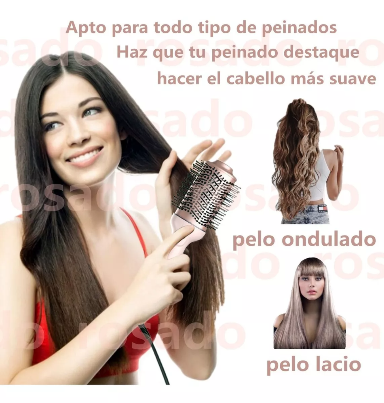 Cepillo Alaciador/rizador Y Secador De 4 En 1 Cepillo Secado