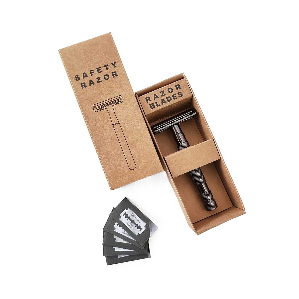 Rastrillo maquinilla afeitar hojas soporte ecológico seguridad doble filo metálico grado medico