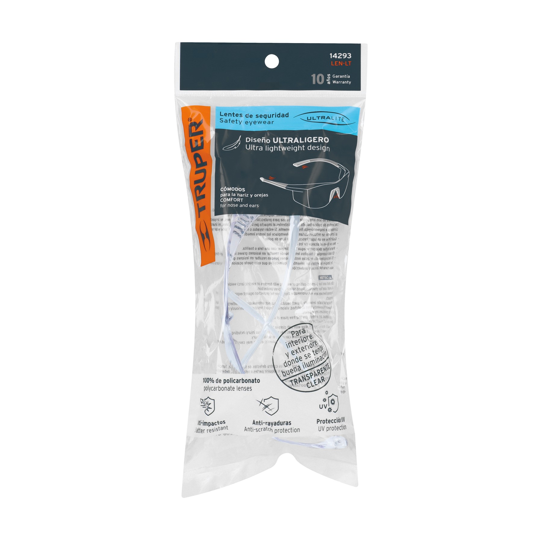 LENTES DE SEGURIDAD TRANSPARENTES, TRUPER ULTRALITE 14293