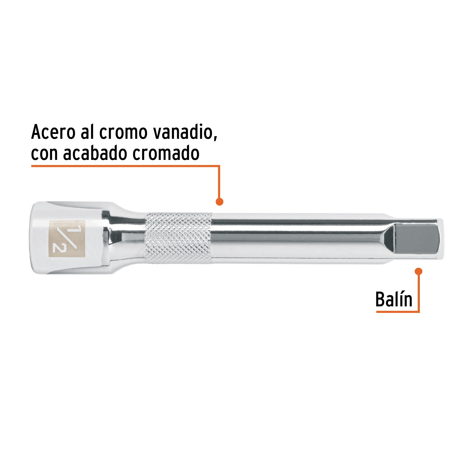 EXTENSIÓN CUADRO 1/2" PARA MATRACA, LARGO 5", TRUPER 13416