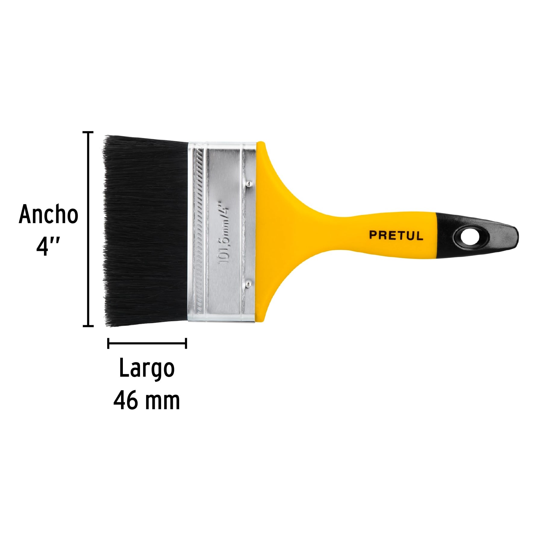BROCHA USO GENERAL DE 4" CON MANGO DE PLÁSTICO, PRETUL 21529