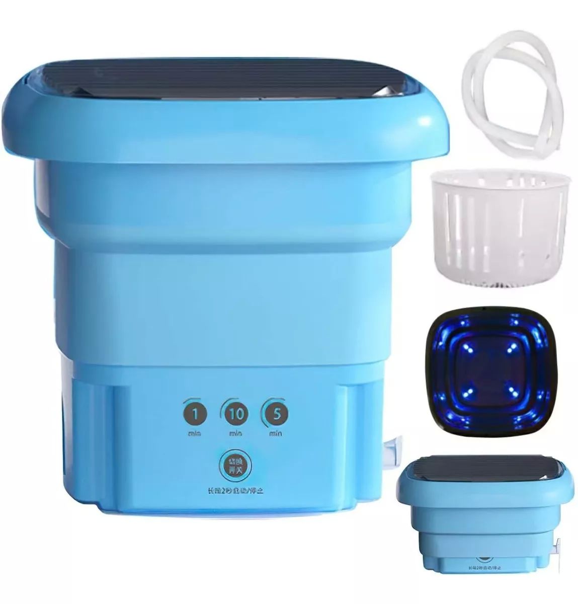 Yosoo Mini lavadora portátil con centrifugado, mini lavadora portátil de  gran capacidad, lavadora plegable portátil de bajo ruido para el hogar