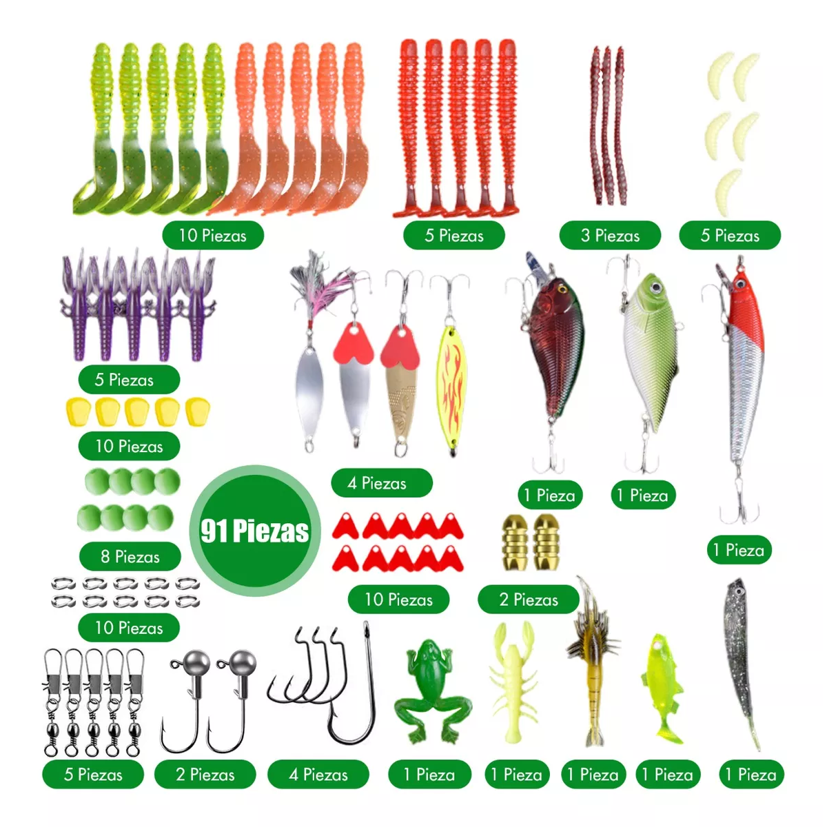 Señuelos De Pesca Kit De Señuelos Con Una Caja 91 Piezas