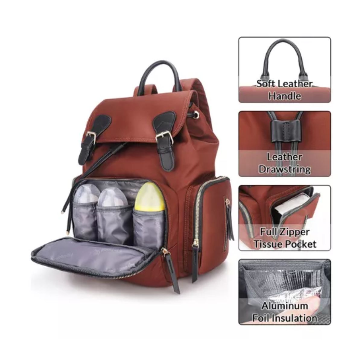 Pañalera Mochila Bolsas De Gran Capacidad Para Padres, Color Shedron 