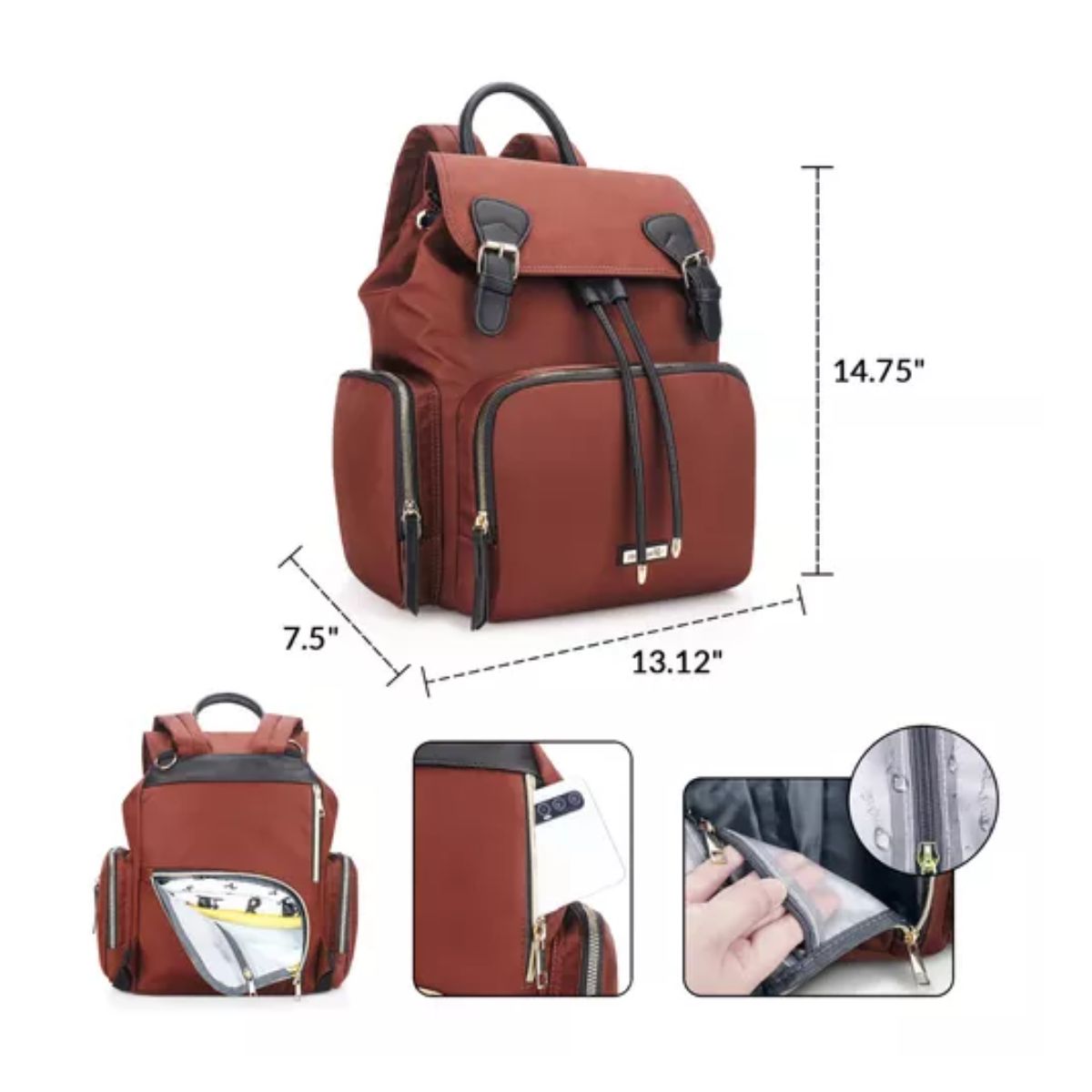 Pañalera Mochila Bolsas De Gran Capacidad Para Padres, Color Shedron 