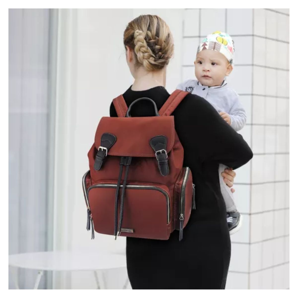 Pañalera Mochila Bolsas De Gran Capacidad Para Padres, Color Shedron 