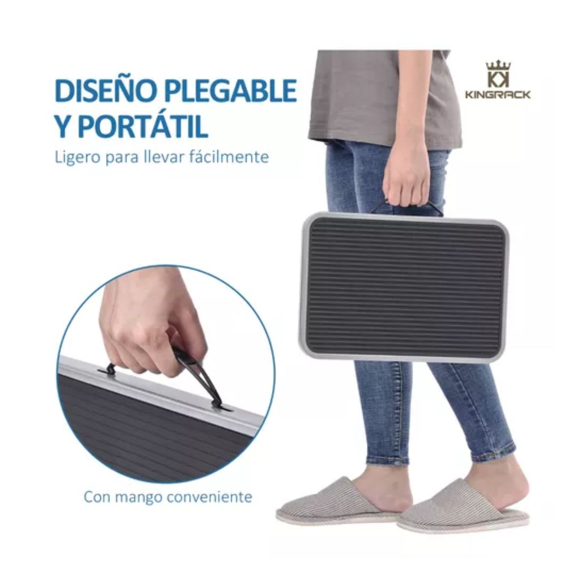 Banco Pequeño Para Cocina Resistente Taburete 1 Escalon, Color Blanco y Gris