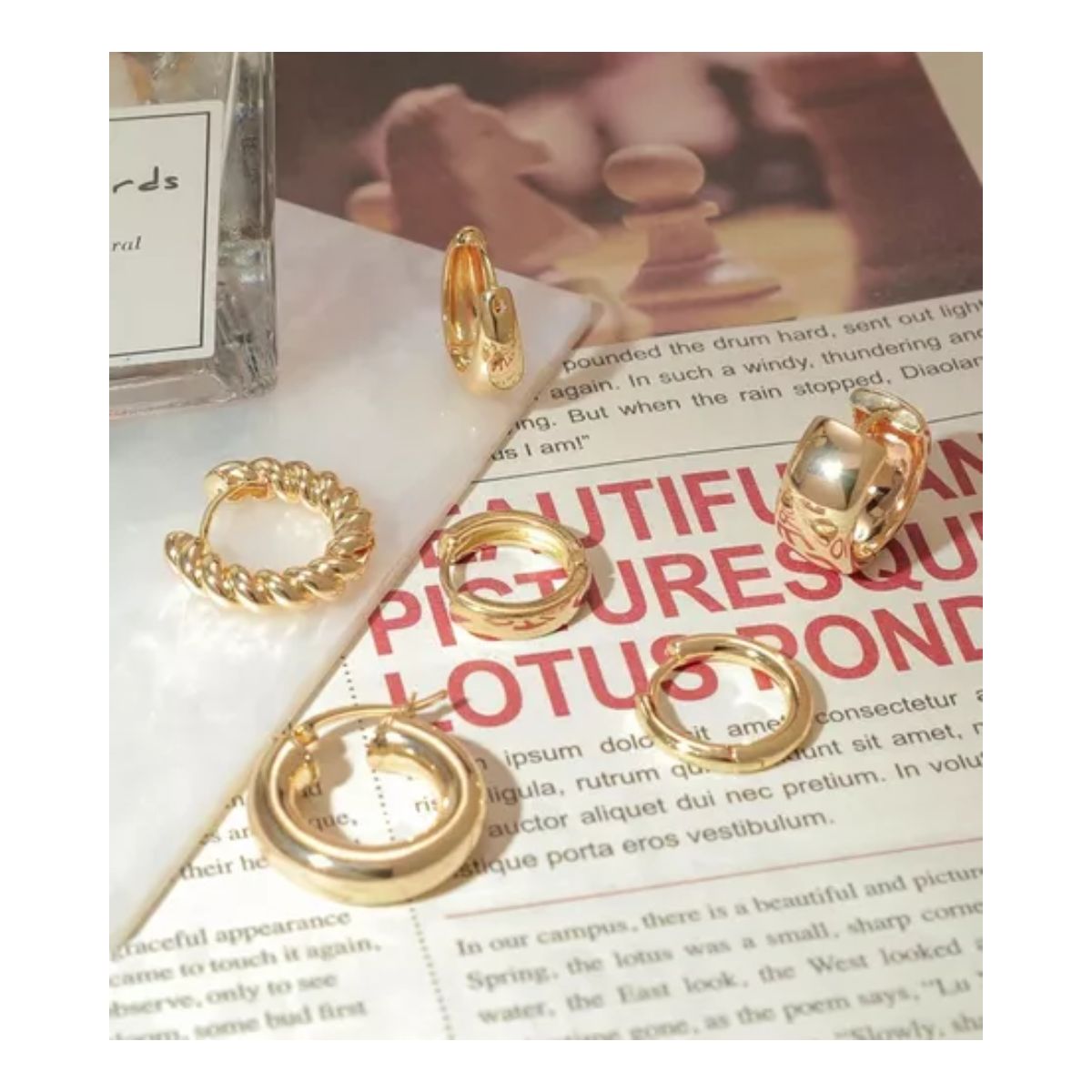 Aretes De Presion Oro 14k Mujer Arracadas 6 pares, DORADO