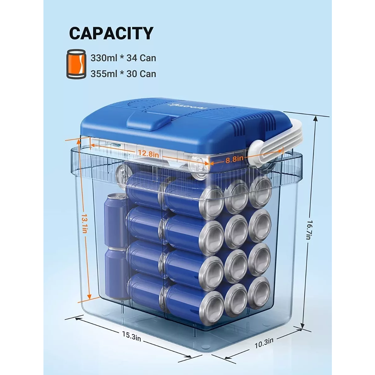 Enfriador Eléctrico De 24 Litros, 12 V Cc Azul