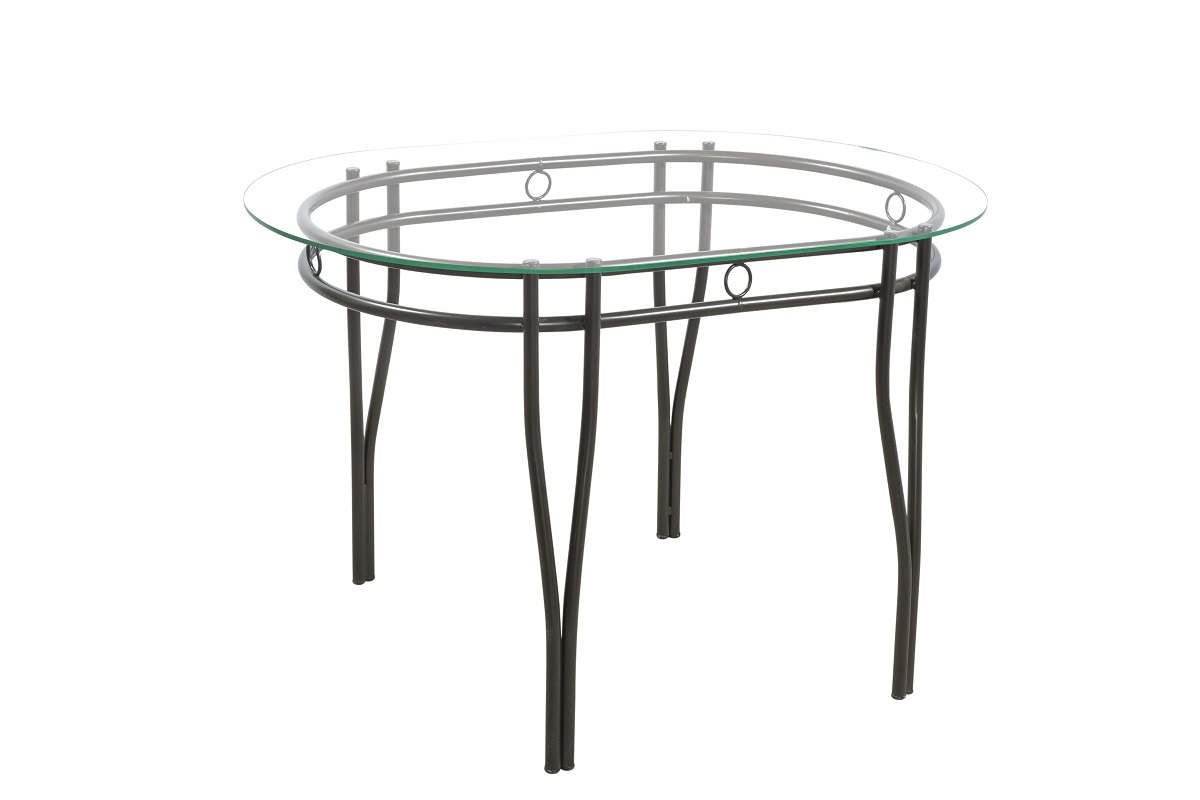 Comedor Oval 4 Sillas Tubular y Cristal Templado
