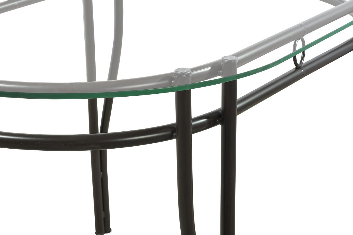 Comedor Oval 4 Sillas Tubular y Cristal Templado