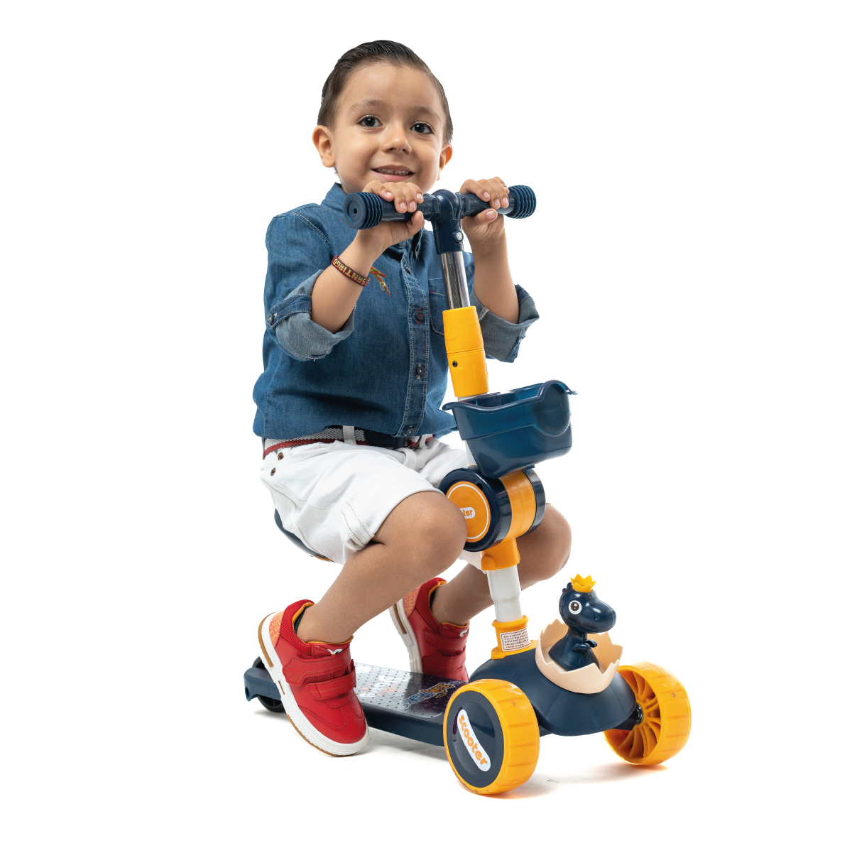 Scooter Patín Del Diablo Plegable Para Niños con Música y Luces LED Color Azul