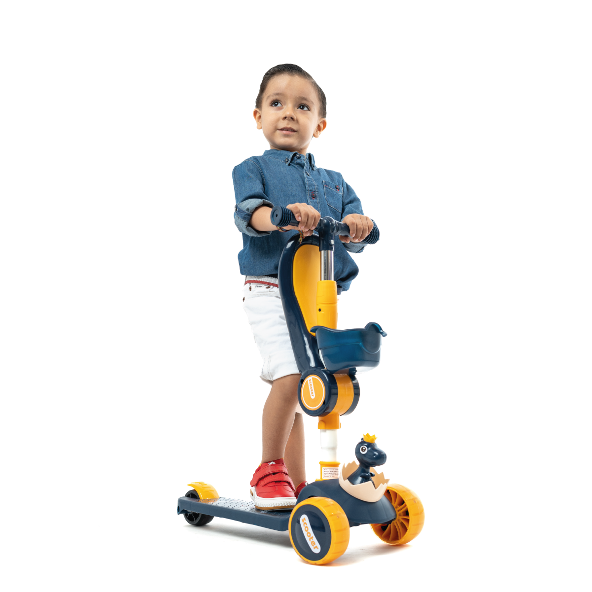 Scooter Patín Del Diablo Plegable Para Niños con Música y Luces LED Color Azul