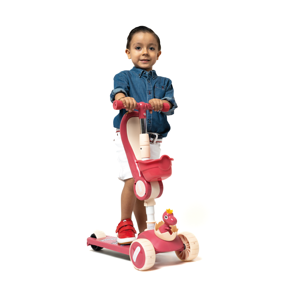 Scooter Patín Del Diablo Plegable Para Niños con Música y Luces LED Color Rosa