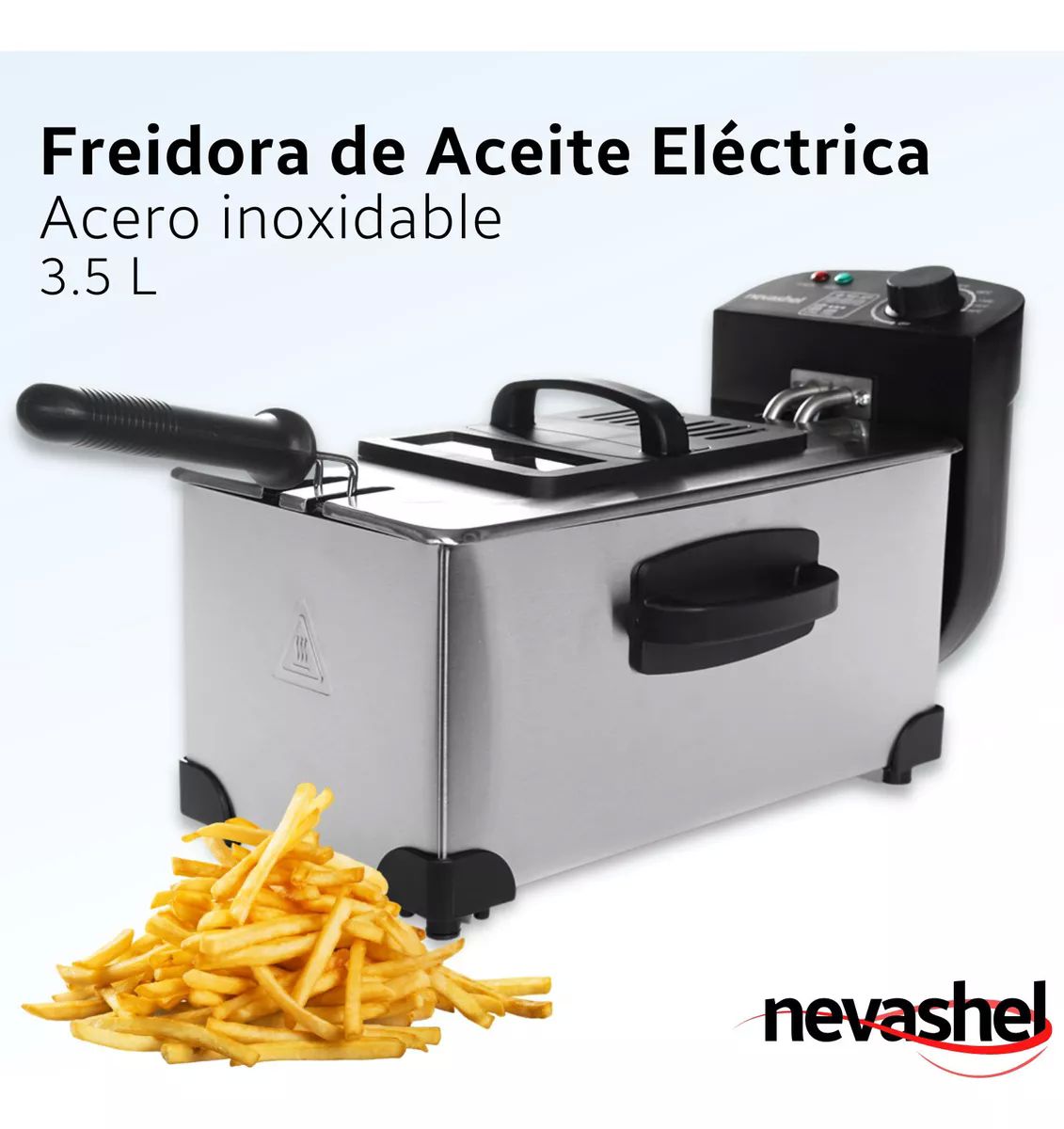 Freidora Electrica Aceite 3.5l Acero Inoxidable Multifuncion Color Plateado