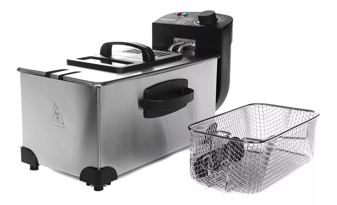 Freidora Electrica Aceite 3.5l Acero Inoxidable Multifuncion Color Plateado