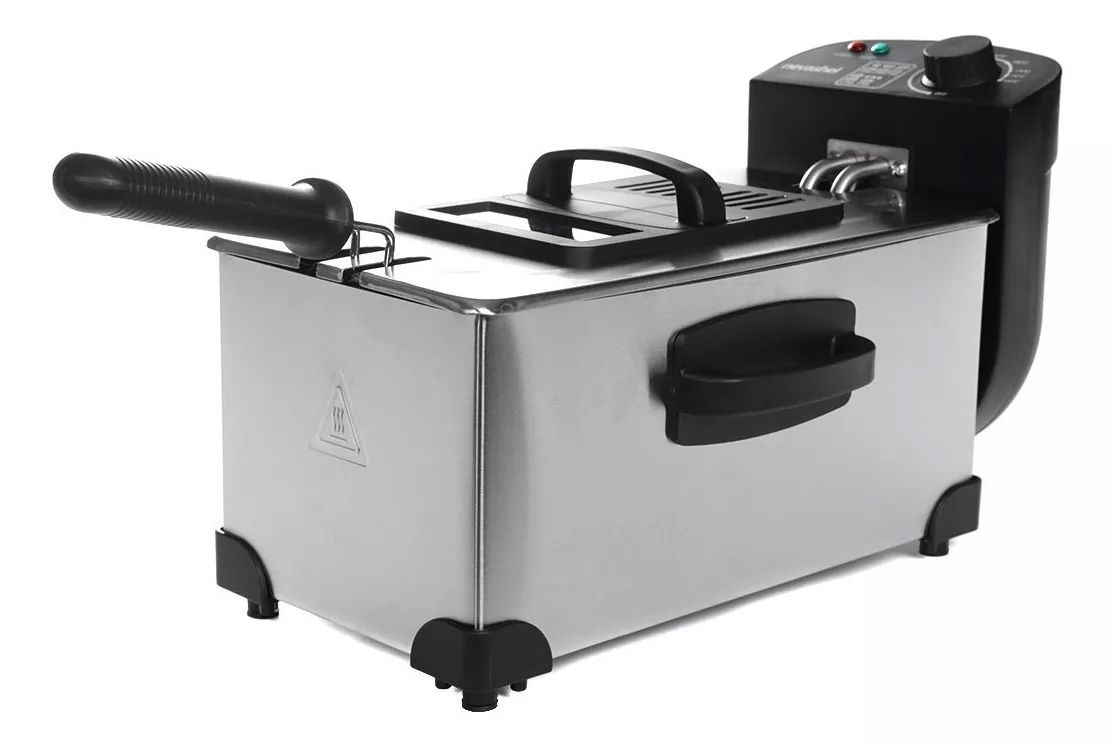 Freidora Electrica Aceite 3.5l Acero Inoxidable Multifuncion Color Plateado