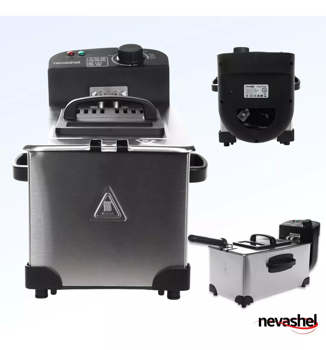 Freidora Electrica Aceite 3.5l Acero Inoxidable Multifuncion Color Plateado