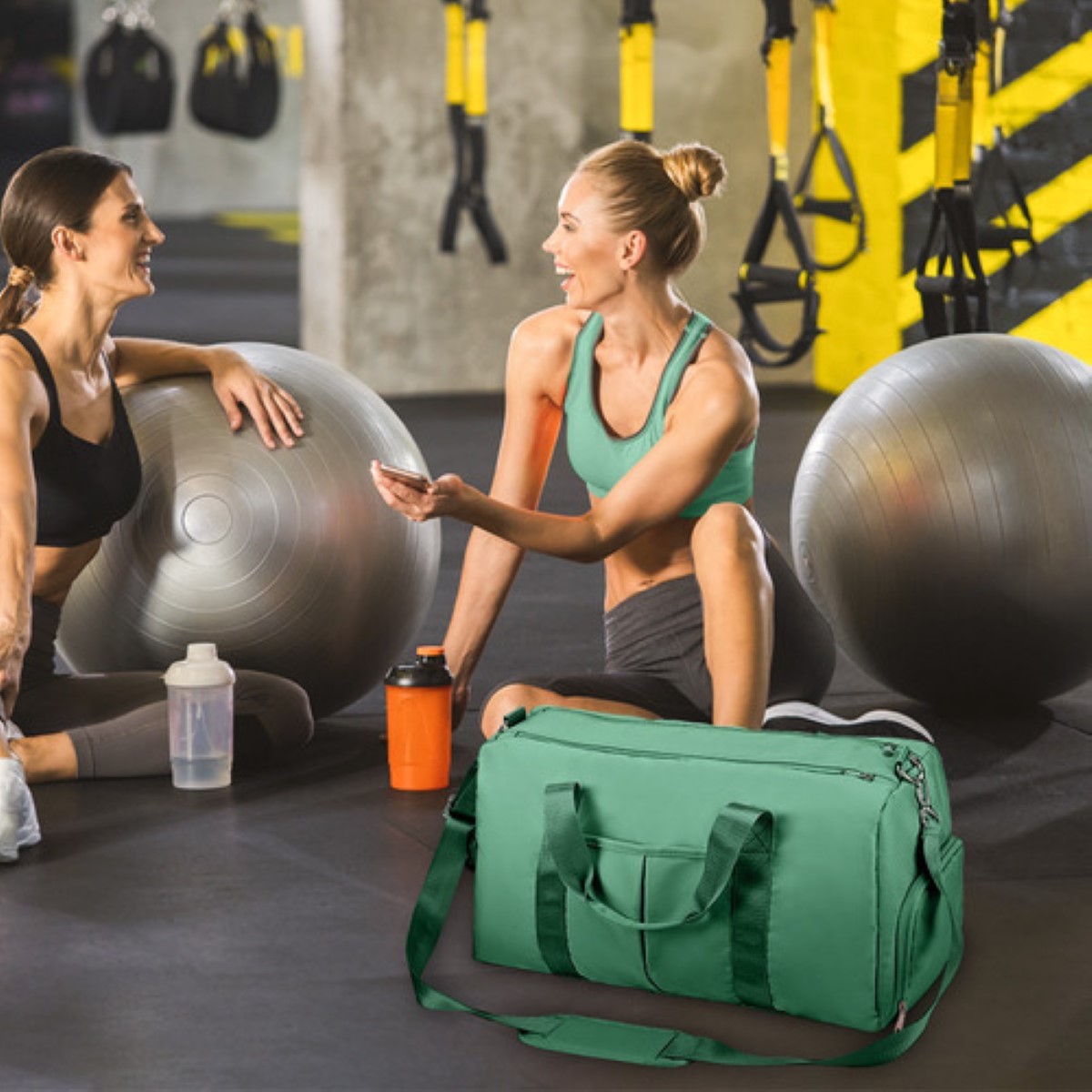 Maleta Deportiva Bolsa Gym Viaje Mochila Fitness Bag, Color Verde-Agua
