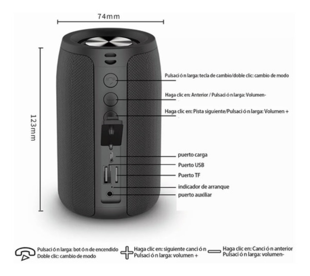 Bocina S32 portátil con bluetooth y wifi, Color Negro